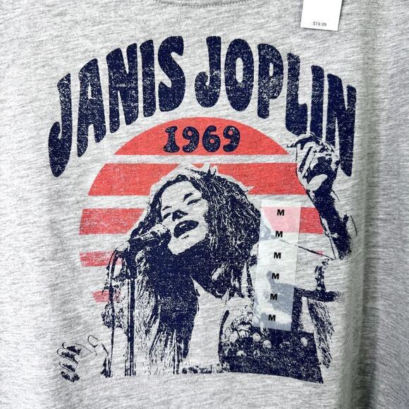 Janis Joplin Old Navy Pop Culture Graphic Crop Tee for Women Heathered Gray Sz M - Picture 8 of 11
